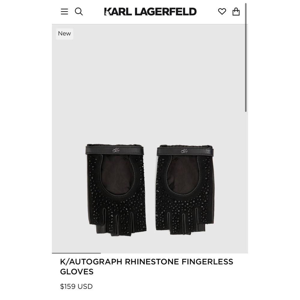 NWT Karl Lagerfeld Black Beret, Tank Top, and Rhinestone Gloves Bundle - Picture 7 of 8